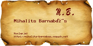 Mihalits Barnabás névjegykártya